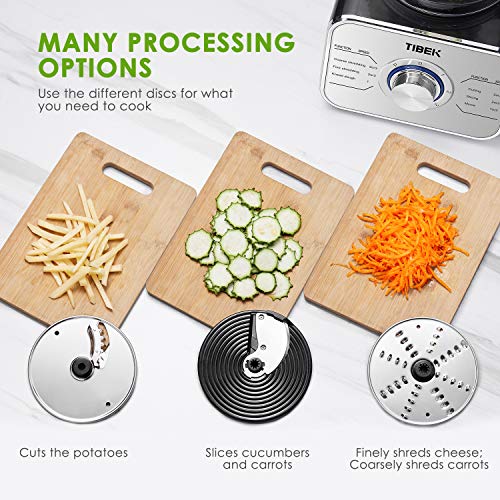 Food Processor 12-Cup, Multi-Function Food Processor 6 Main Functions with Chopper Blade, Dough Blade, Shredder, Slicing Attachments, 3 Speed 600W Powerful Processor, Silver