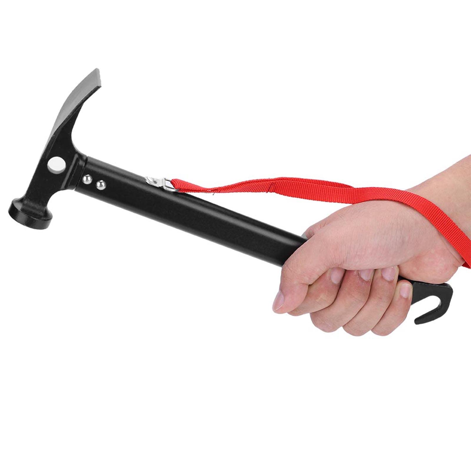 Camping Hammer, Lightweight Aluminum Alloy Camping Tent Hammer, Wooden Mallet Camping Mallet Hammer, Multi Purpose Peg Remover with Retaining Strap