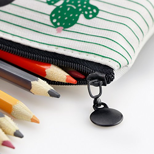 YOUSHARES 6 Packs Cactus Pencil Case Bundle – Cute Canvas Pencil Bag for Pencils & Pens or Small Makeup (6PCS(Green))