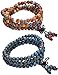FIBO STEEL 7MM Porcelain Beaded Bracelet for Men Women Buddha Bracelet Mala Elastic 2Pcs