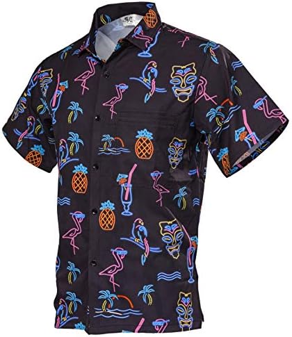 Funny Guy Mugs Mens Hawaiian Print Button Down Short Sleeve Shirt