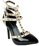 Top Moda Womens Vicky Patent Pointed Toe Pumps