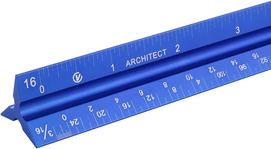 Aluminum Architectural Scale Ruler, 12" 3 Sided Architect