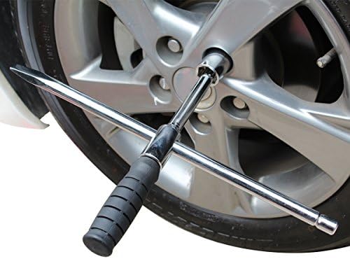 17" 4-Way Fast Cross Lug Wrench ,4 Way Lug Wrench,Lever Principle with Small Strength Easy Uplift for Girl and Man