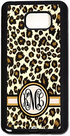 Galaxy Note 5 Case, ArtsyCase Light Brown Cheetah Leopard Print Personalized Monogram Phone Case - Samsung Galaxy Note 5 (Black)