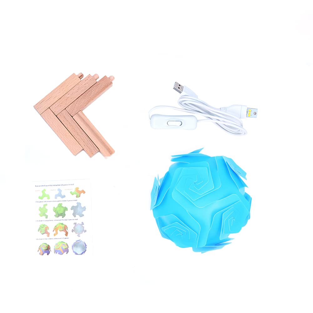 Tiardey 20PCS Plastic USB DIY Puzzle Lamp Desktop Splicing Night Light With Wooden Base Kit - Blue