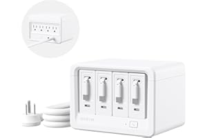 Gitryin 12-in-1 Desktop Charging Station with 4 Retractable Type-C Chargers, 40W PD Fast Charging Block with 31.5in Cable for