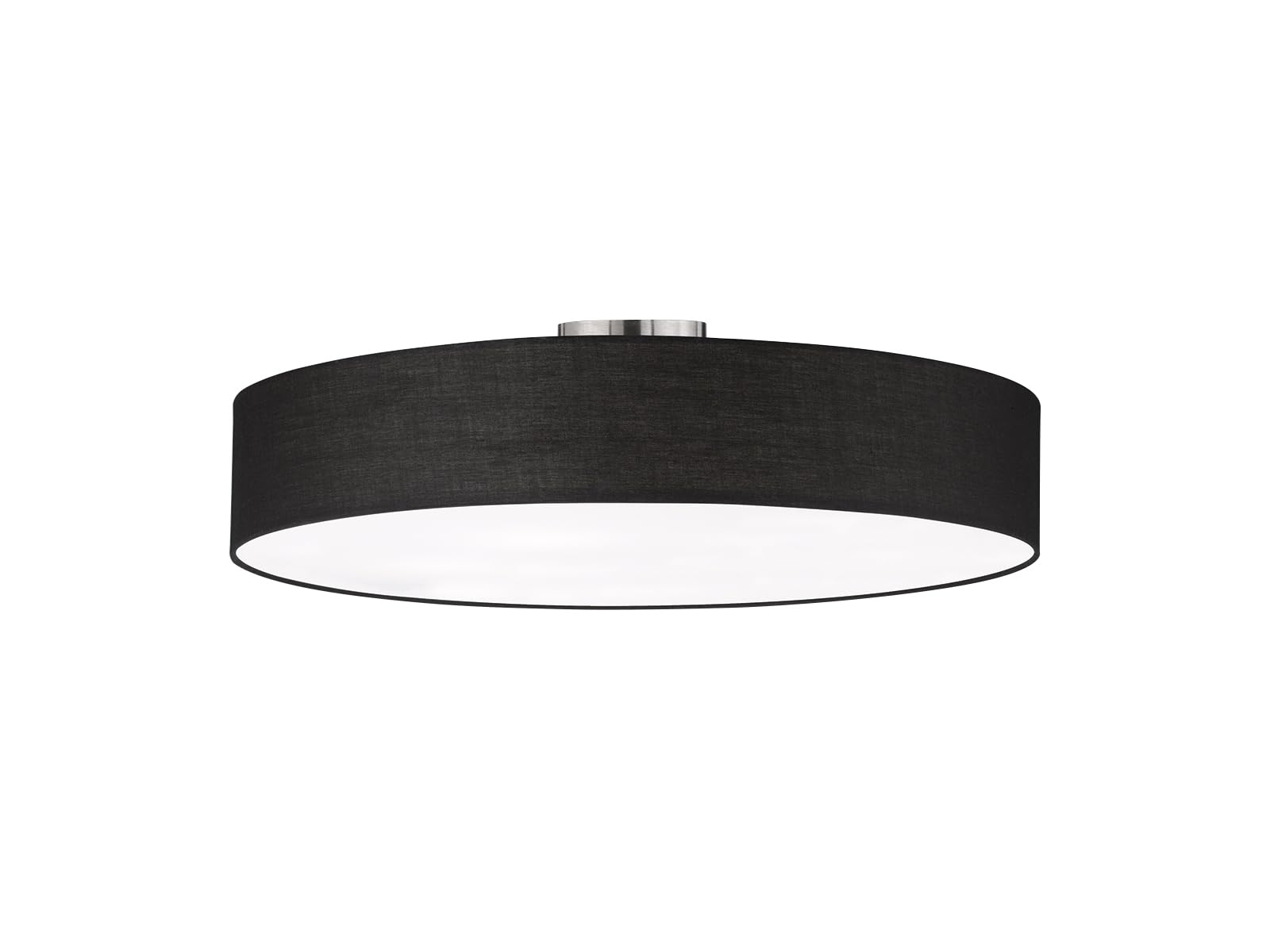 Trio Leuchten Hotel 603900502 Ceiling Light Metal Nickel Matt Fabric Shade Black Excl. 5X E27