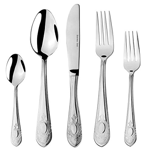 Italian Collection 'Dominion' 65-Pc Premium Silverware Flatware Serving Set, Dining Cutlery Service for 12, 24K Gold Plated 18/10 Stainless Steel Hostess Serving Set in a Chest