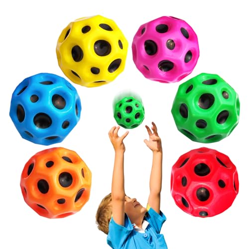 QOUXZ 6 Pack Astro Jump Ball, Multicolored Spaceballs, Super High Bouncing Lightweight for Children, Bouncy Balls, Jumping Toy for Stress Relief