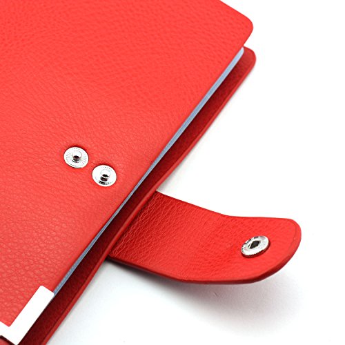 Longdex Soft Leather Business Name Card Holder Book with 102 Card Slots Credit Card Holder Wallet (Red)