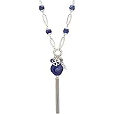 BULINLIN Long Chunky Pendant Necklaces for Women Silver Tassel Sweater Chain with Beaded Pendant Birthday Gifts for Mom Fashion Costume Jewelry