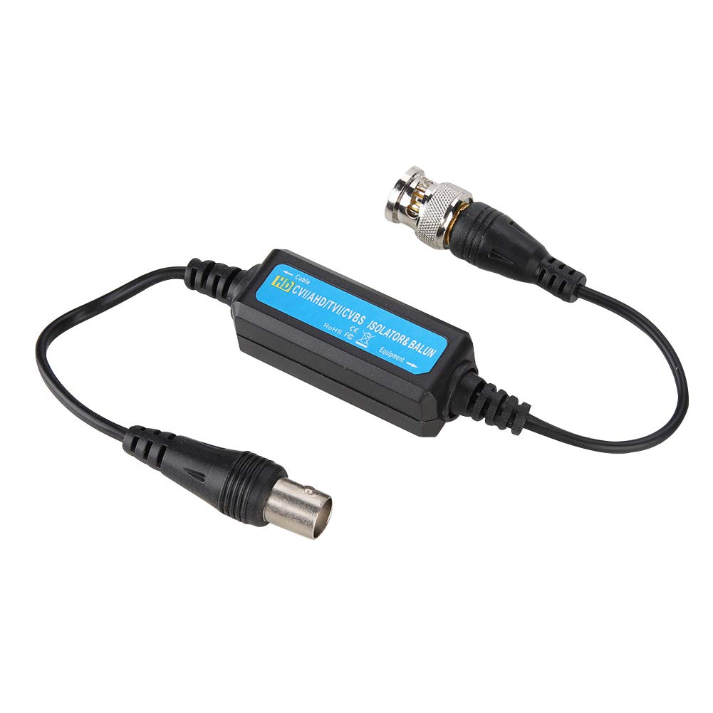 Ground Loop Noise Isolator, Audio Noise Filter, HD-TVI/CVI/AHD/CVBS Ground Loop Isolator Video Balun Coaxial BNC Male to Female for Camera Home Stereo System