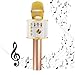 EMISH Wireless Karaoke Microphone 3-in-1 Microphone Speaker 2600mAh Portable Karaoke Machine Built-in Bluetooth Speaker Machine for iPhone Android Smartphone or Pc(Golden)