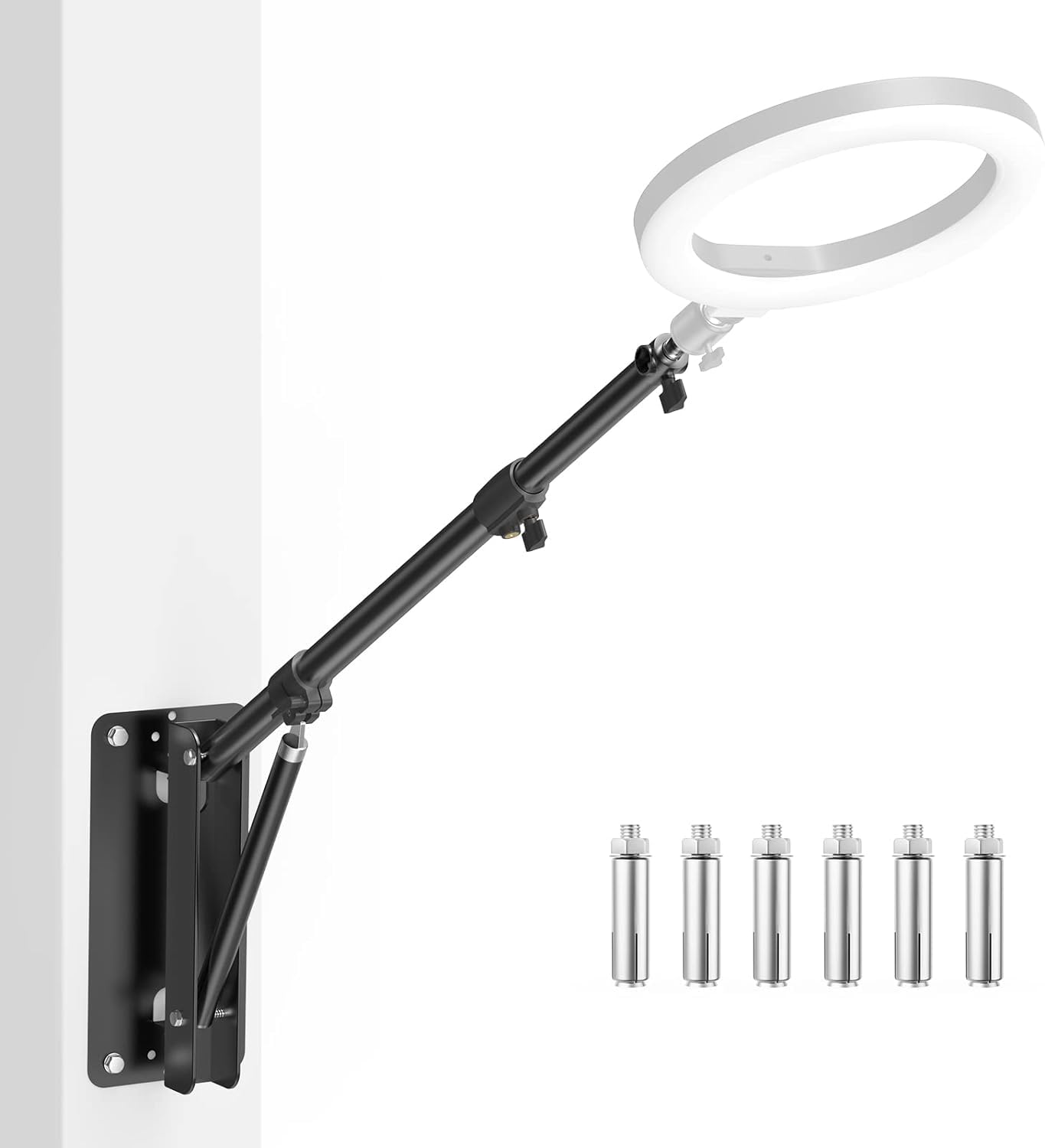 Photo 1 of **LOOSE HARDWARE**
Heorryn Wall Mount Triangle Boom Arm 4.3ft/133cm with 180°Flexible Rotation for Ring Light, Strobe Light, Monolight, Softbox, DSLR, Umbrella and Reflector