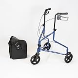 NRS Healthcare 3 Wheel Steel Rollator Blue with Bag & Lockable Brakes view 7