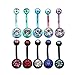 vcmart 10 pcs Belly Button Rings Crystal Body Piercing Jewelry Banana Barbell 14 Gauge