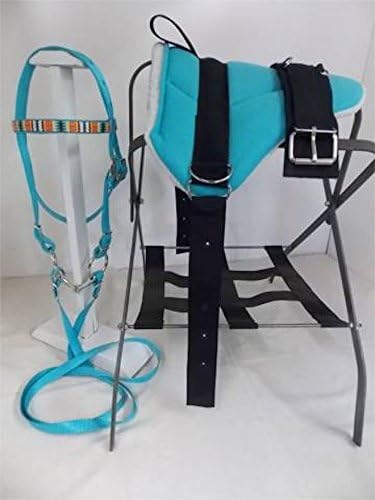 Party Ponies Miniature Horse/SM Pony Complete Bareback Saddle Set - Turquoise Native