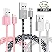 Lightning Cable,AILANSI Charger Cables,3PACK 3FT 3FT 3FT to USB Syncing and Charging Cable Data Nylon Braided Cord Charger for iPhone X/8/8Plus/7/7Plus/6SPlus/6Plus/SE/5S/iPad (Rose+Silver+Blackgray)