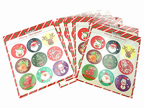 Kinteshun Christmas Sealing Sticker,Self-adhensive Xmas DIY Decorative Gift Packing Wrapping Envelope Seals Baking Label Paster Decals Sticker(10 Sheets,90pcs)