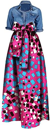 Niufaashion Womens African Print Dashiki Skirt High Waist Ball Gown Long Maxi A Line Dresses