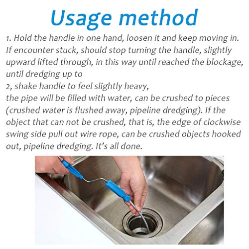 Sinwo Home Bathroom Sink Hair Cleaning Hooks Sink Dredge Drain Clog Remover Cleaning Tools for Kitchen Sink Bathroom Tub Toilet Clogged Drains Dredge Pipe Sewers (Blue) - Thumbnail 5