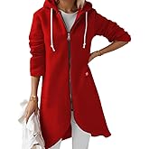 Nupucy Women's Long Zip Up Oversized Hoodie Casual Loose Tunic Long Sleeve Sweatshirt Open Front Cardigan Jacket with Pockets