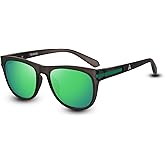 TRISKEL EYEWEAR Amsterdam Polarized Square Sunglasses - UV Protection for Men Women, Lightweight TR Frame Mirrored Lenses