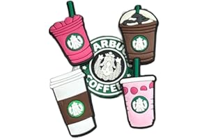 Coffee Themed Shoe Charms, Decorative Cup 5 Pieces