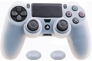 ZOMTOP Silicone PS4 Controller Case: A Second Skin for Your Gamepad - Soft, Anti-Slip, Shockproof - Original Color with Grips and Caps(Transparent White)