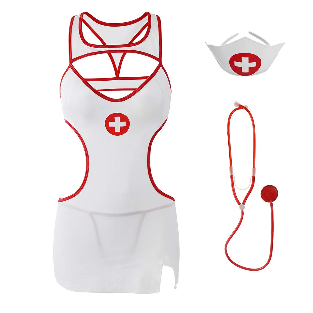 Eromate Sexy Nurse Costume For Women Mini Cosplay Dress Lingerie Set Outfit