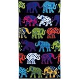 Elephants Black Printed Beach Towel, 34