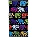 Elephants Black Printed Beach Towel, 34