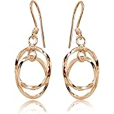 Sterling Silver Polished Twist Hoop Circles Dangle Earrings
