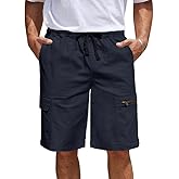 WICUSION Men's Cargo Shorts 6-Pocket Relaxed Fit Drawstring Elastic Waist Outdoor Shorts Lightweight Utility Casual Shorts