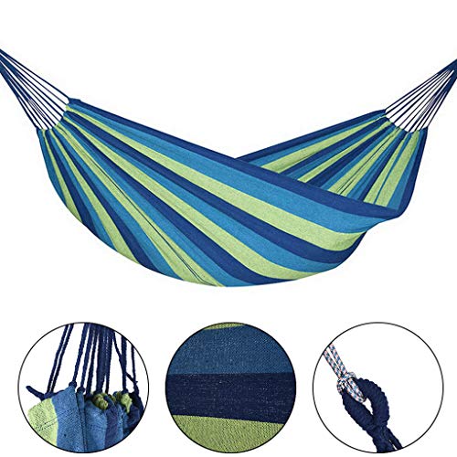Outdoors Cotton Fabric Canvas Travel Hammocks with Tree Ropes 330lbs Ultralight Camping Hammock Portable Beach Swing Bed with Hardwood Spreader Bar Tree Hanging Suspended Outdoor Indoor Bed - Thumbnail 7
