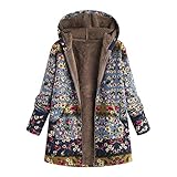 LISTHA Floral Hooded Coat Plus Size Women Vintage Jacket Outwear Warm Overcoat