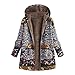 LISTHA Floral Hooded Coat Plus Size Women Vintage Jacket Outwear Warm Overcoat