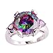 Psiroy 925 Sterling Silver Created Rainbow Topaz Filled Solitaire Engagement Ring
