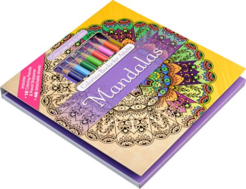 Mandalas Adult Coloring Book Set With 24 Colored Pencils And Pencil Sharpener Included Color Your Way To Calm - 