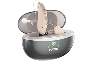 Flaygo Rechargeable Hearing Aids for Seniors' Hearing Loss (Not Amplifier) - Latest 16-Channel Digital OTC Hearing Aid with Intelligent Noise Cancellation, 5-Day Long-Lasting Battery, Medical-Grade Materials, Comfortable & Anti-Slip for Secure Wearing, Beige