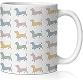 BEHIFL Colorful Dachshund Mug, Weiner Dog Gifts Coffee Cup Ceramic, Gifts for Dachshund Lovers, Doxie Dog Ceramic Coffee Tea Mug 11 oz