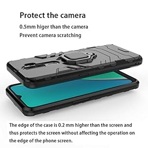 HAOYE Cover per Oppo A5 2020 + 2 Vetro Temperato, Armor Custodia con 360 Gradi Girevole Anello e Supporto Magnetico Auto… - immagine 5