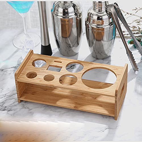 Cocktail Shaker Set 16 Teilig Aus Edelstahl Mit Holzständer-Basis-Shaker-Getränkemischer-Set Bar-Set-Werkzeug – Bild 5