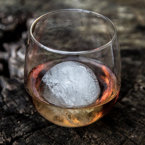 glacio Round Ice Cube Molds - Whiskey Ice Sphere Maker - Makes 2.5 Inch Ice Balls - 2 Pack