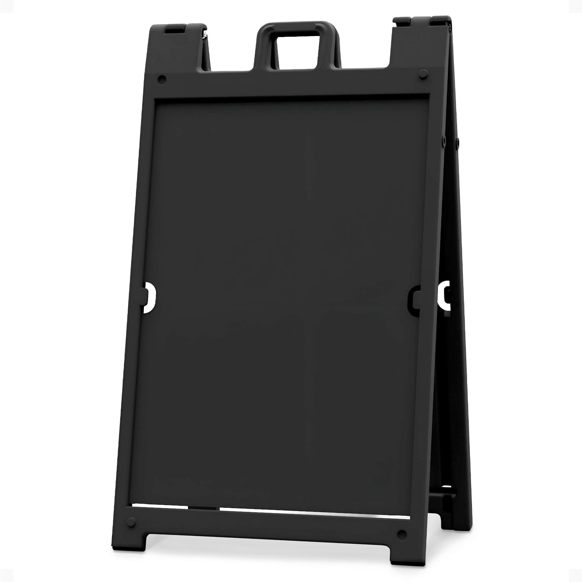 Photo 1 of Plasticade Signicade Deluxe A Frame Durable Folding Double Sided Portable Sidewalk Curb Sign Display with Quick-Change System, Black