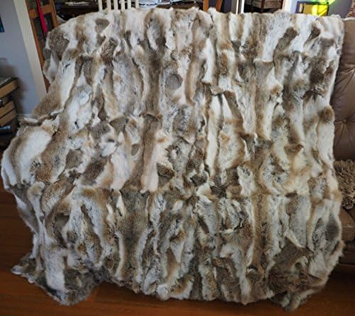 Real Natural Patchwork Rbbiit Fur Blanket Rug (180X200CM)