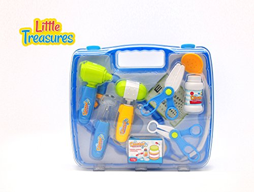 Little Treasures Doctor Medical Play Set - Designed specifically for 3+ Kids; Consist of Stethoscope, Otoscope, Reflex Testing Hammer, Inspection Mirror, Medical Scissors, Medicines, Work Permit Card - Thumbnail 2