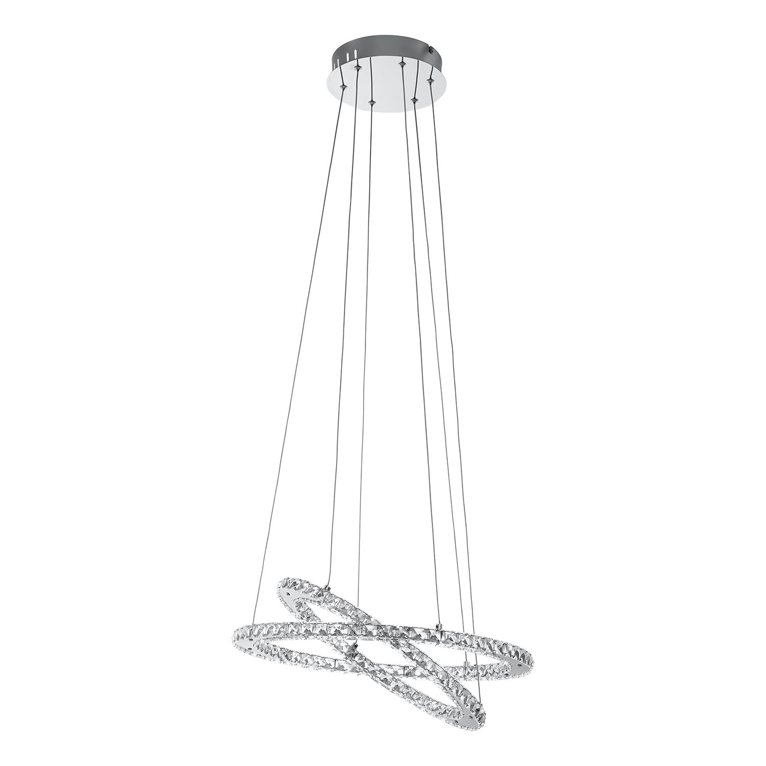EGLO Varrazo LED Pendant Light 2-Bulb Pendant Lamp Classic Metal in Chrome and Crystal Dining Table Lamp LED Living Room Lamp Hanging Neutral White