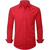 Lumilk Men's Dress Shirts Long Sleeve Button Down Shirt Business Formal Stretch Shirt Regular Fit with Pockets
